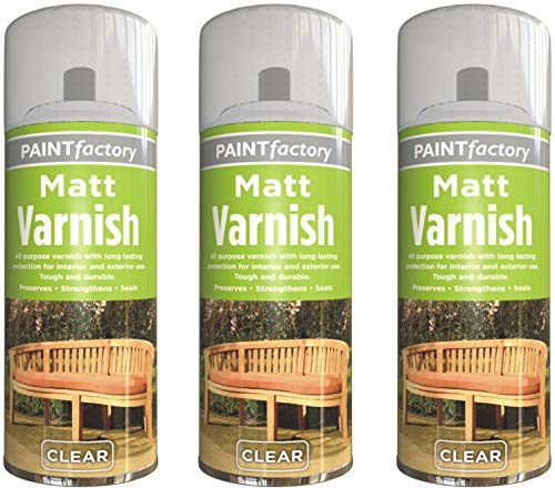 250ml All Purpose Clear Matt Varnish Spray Exterior Interior Aerosol No CFCs Can Indoor & Outdoor use - 7127 (3)