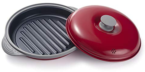 Maconee Microwave Grill Pan for Cooking, Baking, Nonstick Stir Fry Griddle Pan with Lid