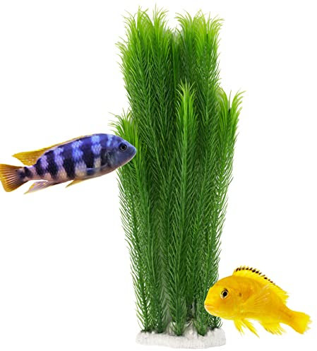 Mascot Pets 40cm Life LIke Tall Large Green Plastic Artificial Plant Wild Bush Reeds for Aquarium Fish Tank Aquatic Greenery Décor Decoration Water Grass Plants Hide