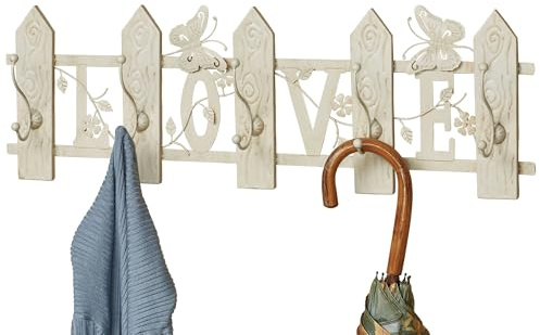 Touch of Class Love Picket Fence Ivory Wall Hook Rack