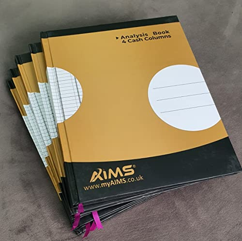 myAIMS Cash Analysis Book 4 Column Across Accounting Ledger For Daily Records Bookkeeping, Home Office, Petty Cash Debit/Credit Use 100 Pages Hard Bounding Covering