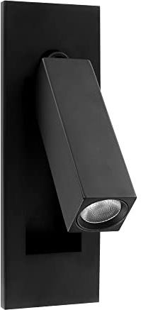 LEEKI Modern Wall Mounted Bedside Adjustable Reading LED Light Sconce - Just Lift to Turn On or Hide to Turn Off - Black