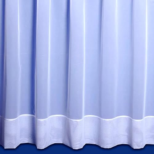 Maple Textiles Jayne. Plain Envelope Hemmed Net Curtain. Finished in White. Sold by the Metre Cut to Quantity Width Available in Short and Long Drops (Drop 40(101cm))
