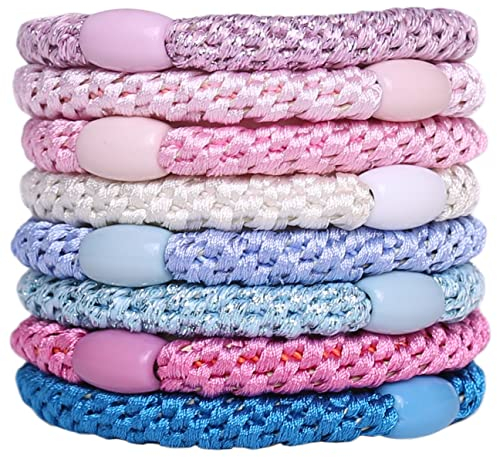8Stück Haargummis für Mädchen, Packung mit 8 mehrfarbigen elastischen Bändern, Haarbänder, elastisch, Stilrichtung 12