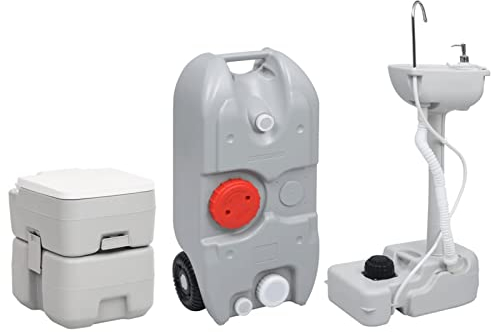 Tidyard Tragbare Campingtoilette mit Waschbecken und Wasserbehälter, Outdoor Campingtoilette, Mobil-WC, Mobile Chemietoilette, Campingklo, WC Toilettensitz