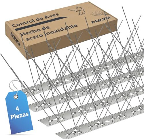 AOKKR Pic Anti-Pigeon en Acier Inoxydable 1 Mètres, Pack de 4 Pique Anti-Oiseaux pour Effrayer Pigeons, Corbeaux, Moineaux, Chats, Respectueux des Animaux Pic Anti Oiseaux