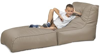 chilly pilley®, para Sentarse y tumbarse 2 en 1 - con Relleno de EPS - puf Gigante - niños y Adultos - cojín para sillón de Exterior, Capuchino