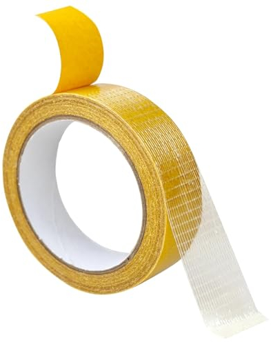 Weishuo Double Sided Carpet Tape 10m x 25mm Extra Strong Transparent Adhesive Tape Heavy Duty Double Sided Fabric Tape for Cloth Removable No Glue Residue High Stickness Rug Tape