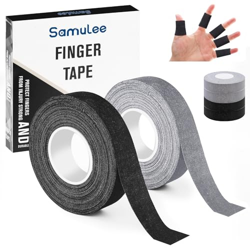 Samulee 4 Rotoli di Fingertape, Nastro per Dita, 1.5cm Nstro per Boulder, Nastro Sportivo per Bouldern Pallacanestro Tennis Pallavolo Pallamano Kraftsport (Nero + Grigio)