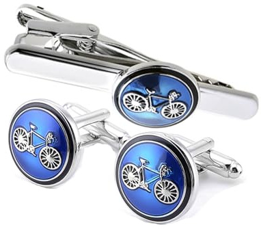 Gemelos de plata para hombre, kit de gemelos de bicicleta, joyería azul para camisa de vestir, esmoquin con caja de regalo, Cobre, No es una piedra preciosa