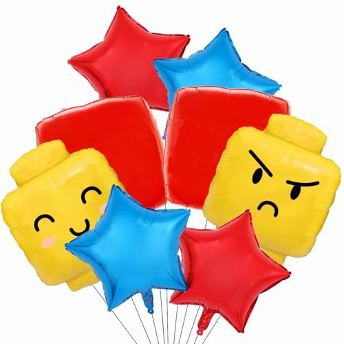 Building Block Balloons Building Blocks Themed Birthday Party Balloons Brick Themed Balloons Building Block Party Balloons for Birthday Party Supplies-8pcs