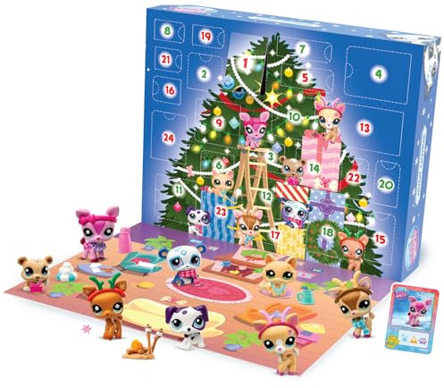 Littlest Pet Shop - Pet Shop Advent Calendar - 8 Pet Shop & 16 Accessories - 24 Days Christmas Calendar - Animal Mini-Figures - Toy for Ages 4+ - BF00609