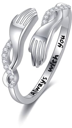 ONEFINITY Anello per abbraccio, in argento Sterling 925, aperto, per San Valentino e compleanno, per uomini e donne, 6, metallo prezioso