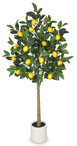 Oairse Piante artificiali, albero di limone, 120 cm, pianta artificiale, decorazione per interni, pianta d'arte come vera in vaso per decorazione da tavolo, ufficio, bagno, camera da letto, soggiorno