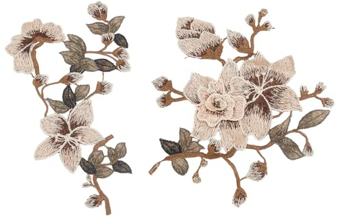 Kit di Toppe Ricamate con Fiori Selvatici 3D Letsinstyle, Appliques Floreali Marroni Ricamate Da Cucire con Fiori, Toppe Da Cucito per La Riparazione Fai Da Te di Abiti Da Sposa
