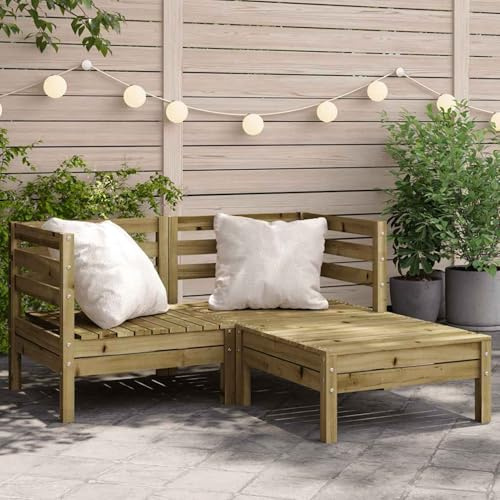 HOMELEN Trädgårdssoffa, 2-sitsig med impregnerad pall, trädgårdsloungeset, balkongmöbelset, underhållningsset, balkong soffa, lounge, lämplig för trädgårdar, terrasser