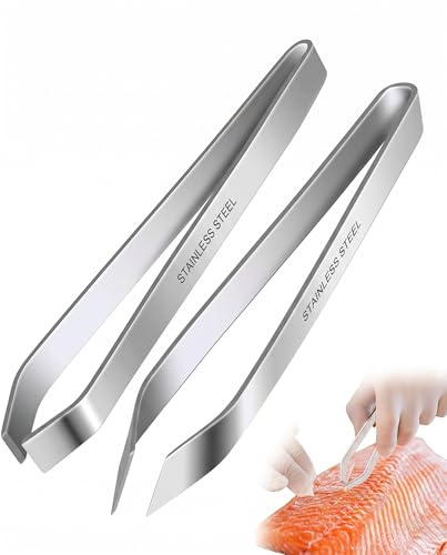 UEAVOID Pinzas Profesionales para Espinas de Pescado (2 Piezas) de Acero Inoxidable, Alicates de Cocina de Precisión para Salmón, Aves y Jamón