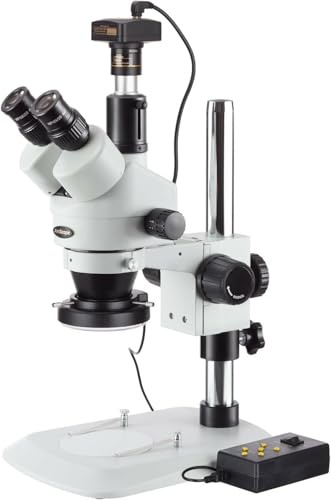 AmScope SM-1TNZ-144A-10M Zoom-Stereomikroskop mit 10MP-Kamera und 144-LED-4-Zonen-Licht, 3.5X-90X