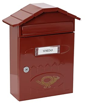 ARREGUI Villa E5002 Buzón Exterior de Acero, Tamaño M (Correo DIN A4 y Revistas), Buzón de Correo Individual, Buzón de Pared de Chapa Gruesa, Antilluvia, Fácil de Instalar, Rojo Inglés