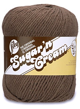 Lily 10201818013 Sugar 'N Cream Super Size Solid Yarn, 4oz, Gauge 4oz Medium, 100% Cotton, Big Ball - Warm Brown - Machine Wash & Dry