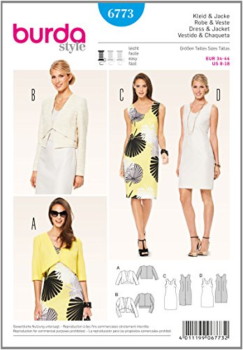 burda Schnittmuster Damen Kleid und Jacke 6773 Gr. 34-44