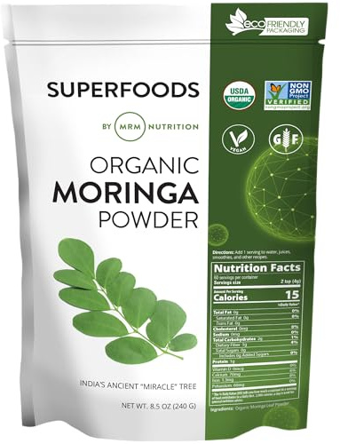 MRM Organic Moringa Powder - USDA Organic Moringa Leaf Powder, Superfood High in Fiber and Antioxidants for Smoothies, Tea, and Daily Nutrition, for Women & Men, Vegan and Gluten-Free - 60 Servings