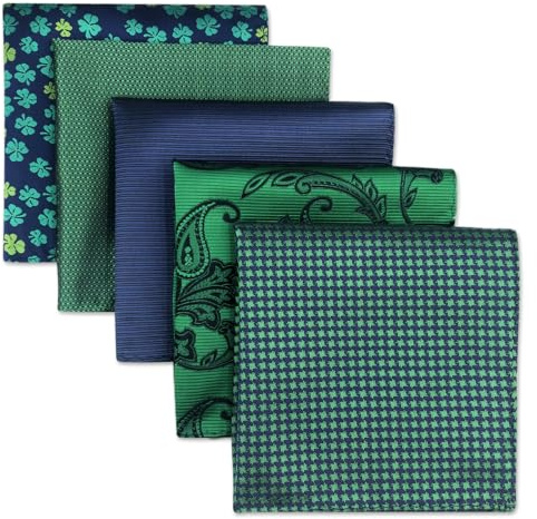 Shlax&Wing 5 Pieces Assorted Mens Pocket Square Set Handkerchiefs Lot