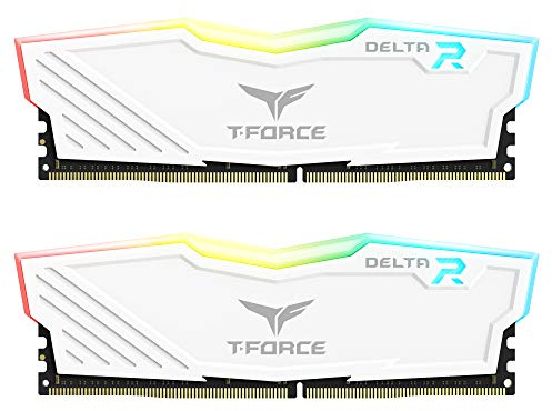 TEAMGROUP Team T-Force Delta RGB DDR4 Gaming Memory, 2 x 16 GB, 3200 MHz, 288 Pin DIMM, White