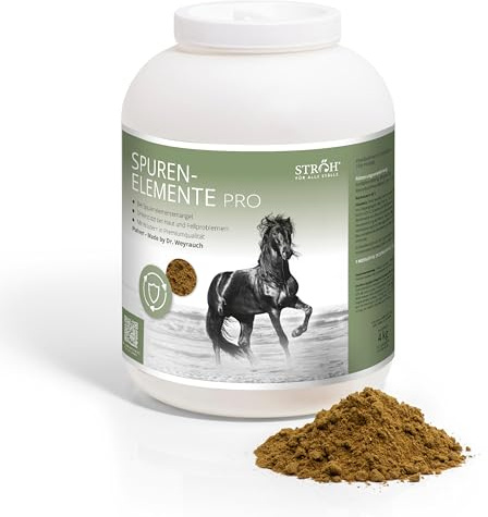 STRÖH Spurenelemente Pro Pferd (4kg) • Zink, Mangan, Eisen, Kupfer, Selen, Jod und Cobalt für Pferde • Kräuter für Pferde • Premium Mineralfutter