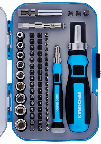 68-Piece MECHMAX Ratcheting Screwdriver Set - Magnetic Bit Driver Kit with Sockets & Precision Tools in Impact Case. Essential for Home, Auto, Electronics & DIY Gifts
