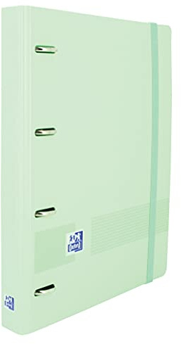 Oxford Live & Go Classeur à 4 anneaux en plastique Polyfoam avec recharge et caoutchouc, format A4+, tableau amovible, feuille d'autocollants, recharge avec 5 bandes couleur et quadrillage 5 x 5, vert
