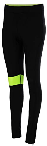Airtracks Damen Winter Fahrradhose Lang - Thermo Radhose Lang - Radlerhose - 3D Coolmax gepolstert - Atmungsaktiv - Reflektoren - XXL - schwarz-neon