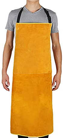 Tablier de soudage Tablier De Blacksmith De Cowhide, Tablier De Soudage en Cuir Lourd for Hommes, Tablier De Travail Ignifuge (Color : Yellow, Size : 70x100cm)