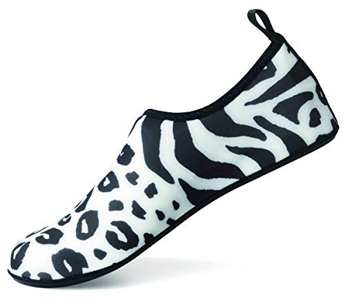 AUXDIQ Zapatos de Agua Hombre Mujer Escarpines Deportes Acuáticos Zapatos de Playa Calzado Surf Escarpines de Baño, Estampado de Leopardo, 36/37 EU