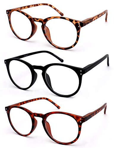 Vecien Lesebrille 3 Stuecke Federn-Scharnier Brillen Mattes Finish fürein, Kristallgläser gibt Ihnen ultra-klare Sicht, Federscharniere Musterdesign für Männer und Frauen (2.5 Dioptrien)