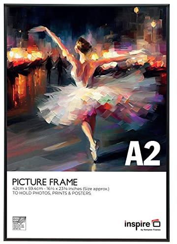 Inspire By Hampton ALUMINIUM A2 (42x59cm) Black Poster Certificate Frame Acrylic (Non-Glass) IBHPAAFA2BBLKX-PK1
