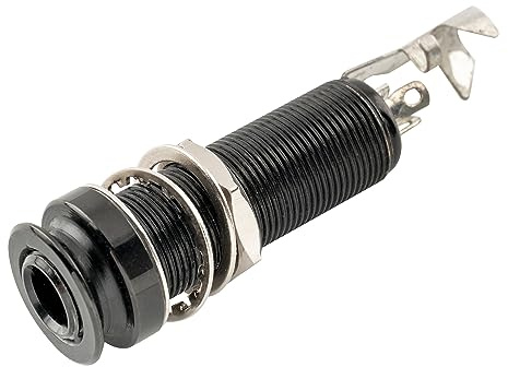 Musiclily Pro 1/4 Inch Mono/Stereo Endpin Output Jack Strap Button Threaded Jack Socket for Acoustic Guitar Bass, Black