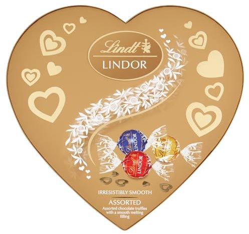 Lindt Lindor Assorted Heart Box Chocolate Truffles – 200g Box (Approx. 16 Balls) – Smooth Filling – Halloween Treat, Christmas, Gift, Birthday, Congratulations
