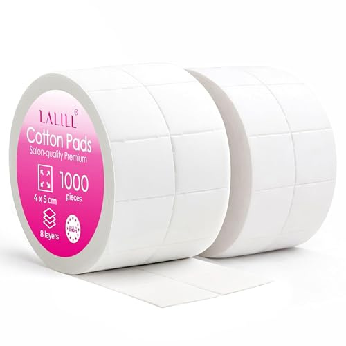 LALILL 1000 Tampons - Tampons non pelucheux pour Cleaner, Aceton Remover - Lingettes Nageldesign Manucure - cellulose sans peluches - Gel, vernis, ongles