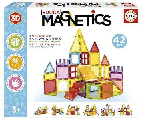Educa - Magnetics | Juego Educativo de construcción 3D magnético con 42 Piezas para niños, construye Figuras geométricas desarrollando la Creatividad e imaginación. A Partir de 3 años (20023)
