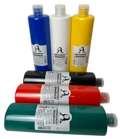 Teinture pour tissu 6 couleurs x 500 ml. Teinture textile résistante au lavage. Teinture pour t-shirt pour tissus clairs. Lavable en machine, résistante au lavage, fixation par repassage (6 couleurs)