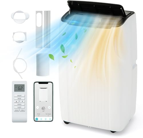 RELAX4LIFE Climatiseur Mobile Silencieux 6 en 1, Climatiseur Portable, Refroidisseur, Ventilateur, Déshumidificateur, Chauffage, Auto, Mode Nuit, Clim Mobile, Faible Conso, Évacuation, Wifi, 65m²