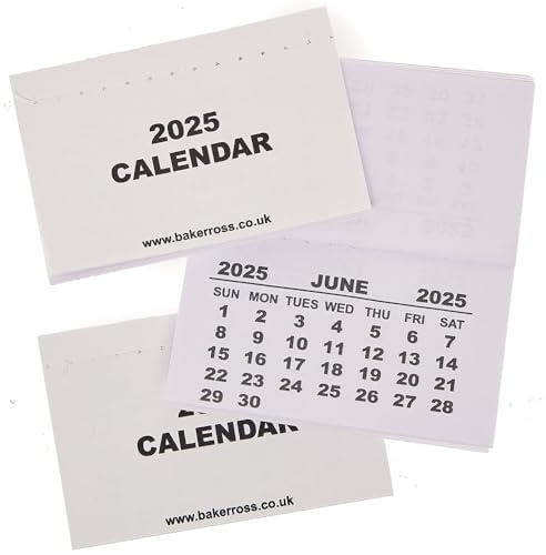 Baker Ross FN312 Calendar Pads 2025 - Pack of 20, Kids Make Your Own Calendar Craft Accessories