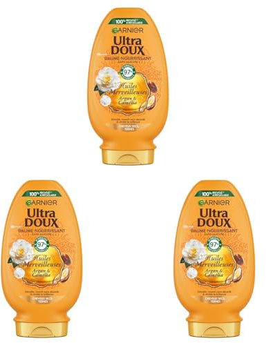Garnier Ultra Doux Après-Shampooing huile d'argan camélia 250 ml (Lot de 3)