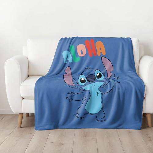 MTOnlinehandel Stitch Decke 160x200 cm weich & kuschelig - Coral Fleece-Decke Lilo & Stitch Fanartikel Aloha Kuscheldecke für Kinder, Teenager und Erwachsene - Stitch Geschenke, Stitch Sachen