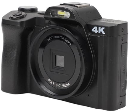 Fotocamera 4K da 48 MP con zoom 16X, schermo IPS 3,5, vlogging HD a 30fps, sensore CMOS, cavo USB e memory card 128 GB, perfetta per adolescenti creativi