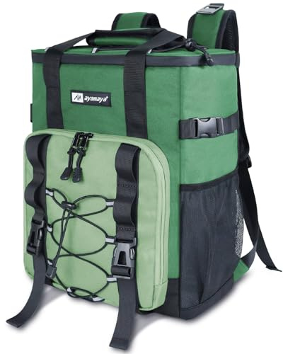 Zaino refrigerante da 20 l, grande pieghevole, 24 lattine, zaino refrigerante, zaino isolato, con scomparto frigorifero, zaino per la spesa, per spiaggia, picnic, campeggio, barbecue, gite