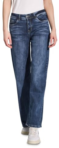 Street One A378939 Jean à Jambes Larges, Bleu foncé délavé, 31W / 28L Femmes