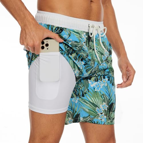 Milaloko Costumi da Bagno da Uomo Pantaloncini da Bagno Quick Dry Pantaloncini da Spiaggia con Tasche e Fodera a Compressione