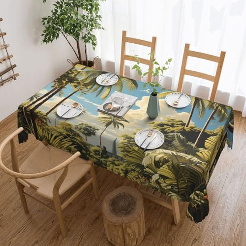 MCJDFWNMKM Tablecloth 54 x 72 Inch Rectangle Washable Table Cloth Desktop Decoration Palm Table Cover Soil Resistant Water Repellant Fabric Rectangle Tablecloth for Dining Party Wedding